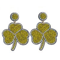 1 Pair Glam Shiny Shamrock Inlay Cloth Rhinestones Drop Earrings sku image 4