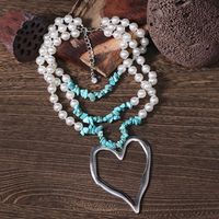 Elegant Exaggerated Heart Shape Artificial Pearl Alloy Turquoise Beaded Plating Women's Necklace main image 6