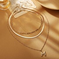 Simple Style Letter Stainless Steel Copper Plating 14k Gold Plated Three Layer Necklace main image 5