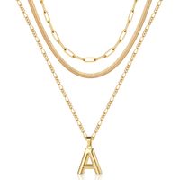Simple Style Letter Stainless Steel Copper Plating 14k Gold Plated Three Layer Necklace sku image 1