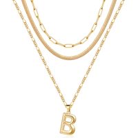 Simple Style Letter Stainless Steel Copper Plating 14k Gold Plated Three Layer Necklace sku image 2