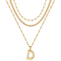 Simple Style Letter Stainless Steel Copper Plating 14k Gold Plated Three Layer Necklace sku image 4