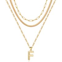 Simple Style Letter Stainless Steel Copper Plating 14k Gold Plated Three Layer Necklace sku image 6