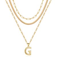 Simple Style Letter Stainless Steel Copper Plating 14k Gold Plated Three Layer Necklace sku image 7