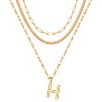 Simple Style Letter Stainless Steel Copper Plating 14k Gold Plated Three Layer Necklace sku image 8
