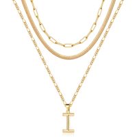 Simple Style Letter Stainless Steel Copper Plating 14k Gold Plated Three Layer Necklace sku image 9