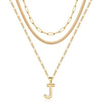 Simple Style Letter Stainless Steel Copper Plating 14k Gold Plated Three Layer Necklace sku image 10