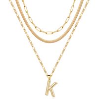 Simple Style Letter Stainless Steel Copper Plating 14k Gold Plated Three Layer Necklace sku image 11
