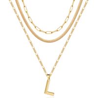 Simple Style Letter Stainless Steel Copper Plating 14k Gold Plated Three Layer Necklace sku image 12