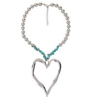 Elegant Exaggerated Heart Shape Artificial Pearl Alloy Turquoise Beaded Plating Women's Necklace sku image 3