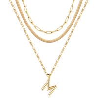 Simple Style Letter Stainless Steel Copper Plating 14k Gold Plated Three Layer Necklace sku image 13
