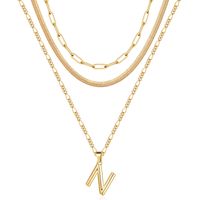 Simple Style Letter Stainless Steel Copper Plating 14k Gold Plated Three Layer Necklace sku image 14