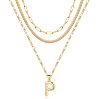 Simple Style Letter Stainless Steel Copper Plating 14k Gold Plated Three Layer Necklace sku image 16