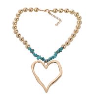 Elegant Exaggerated Heart Shape Artificial Pearl Alloy Turquoise Beaded Plating Women's Necklace sku image 6