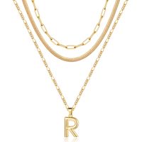 Simple Style Letter Stainless Steel Copper Plating 14k Gold Plated Three Layer Necklace sku image 18