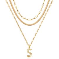 Simple Style Letter Stainless Steel Copper Plating 14k Gold Plated Three Layer Necklace sku image 19