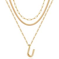 Simple Style Letter Stainless Steel Copper Plating 14k Gold Plated Three Layer Necklace sku image 21