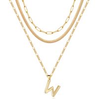 Simple Style Letter Stainless Steel Copper Plating 14k Gold Plated Three Layer Necklace sku image 23
