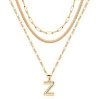Simple Style Letter Stainless Steel Copper Plating 14k Gold Plated Three Layer Necklace sku image 26