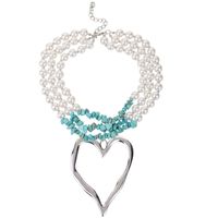 Elegant Exaggerated Heart Shape Artificial Pearl Alloy Turquoise Beaded Plating Women's Necklace sku image 7