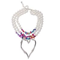 Elegant Exaggerated Heart Shape Artificial Pearl Alloy Turquoise Beaded Plating Women's Necklace sku image 8