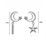 1 Pair Ig Style Star Moon Asymmetrical Hollow Out Inlay Copper Zircon Drop Earrings main image 2