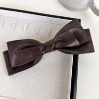 Women's Retro Bow Knot Pu Leather Hair Clip sku image 3