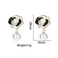 1 Pair Elegant Glam Flower Plating Inlay Alloy Artificial Gemstones Artificial Pearls Gold Plated Drop Earrings sku image 1