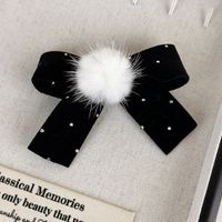 Women's Sweet Bow Knot Cloth Hairball Inlay Rhinestones Hair Clip main image 8