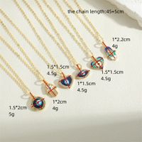 Vintage Style Simple Style Devil's Eye Hand Of Fatima Heart Shape Copper Enamel Plating Inlay Zircon 14k Gold Plated Pendant Necklace main image 2