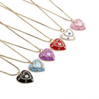 Simple Style Devil's Eye Heart Shape Copper Enamel Plating Inlay Zircon Gold Plated Pendant Necklace main image 1
