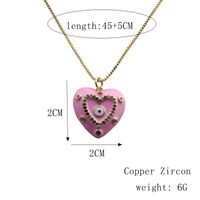 Simple Style Devil's Eye Heart Shape Copper Enamel Plating Inlay Zircon Gold Plated Pendant Necklace main image 2