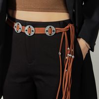 Retro Geometric Pu Leather Alloy Tassel Plating Women's Leather Belts main image 2
