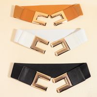 Fashion Simple Style Rectangle Pu Leather Alloy Plating Women's Leather Belts main image 2