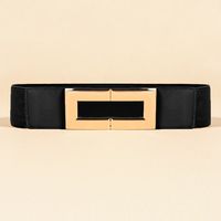 Fashion Simple Style Rectangle Pu Leather Alloy Plating Women's Leather Belts sku image 1