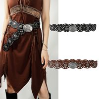 Retro Ethnic Style Color Block Pu Leather Alloy Plating Women's Leather Belts main image 1