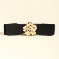 Elegant Flower Pu Leather Elastic Band Women's Leather Belts sku image 1