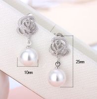 1 Pair Ig Style Flower Plating Hollow Out Inlay Copper Pearl White Gold Plated Drop Earrings main image 2