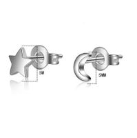 1 Pair Simple Style Star Moon Asymmetrical Plating Copper White Gold Plated Ear Studs main image 2