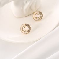1 Pair Simple Style Solid Color Inlay Alloy Zircon Ear Studs main image 3