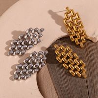 1 Paire Style Vintage Style Simple Style Classique Couleur Unie Placage Acier Inoxydable Plaqué Or 18k Boucles D'oreilles main image 1