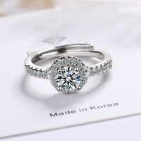 Simple Style Geometric Solid Color Copper Plating Inlay Zircon White Gold Plated Open Rings main image 4