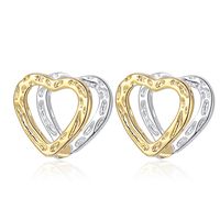 1 Pair Vintage Style Heart Shape Plating Copper Silver Plated Ear Studs main image 6