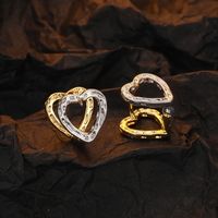 1 Pair Vintage Style Heart Shape Plating Copper Silver Plated Ear Studs main image 4