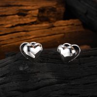 1 Pair Simple Style Heart Shape Plating Copper White Gold Plated Ear Studs main image 1