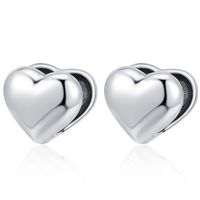 1 Pair Simple Style Heart Shape Plating Copper White Gold Plated Ear Studs sku image 1