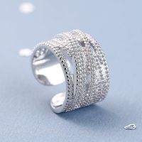 Lady Solid Color Copper Plating Inlay Zircon White Gold Plated Open Rings main image 5