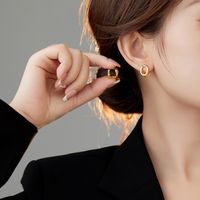 1 Pair Simple Style Classic Style Solid Color Plating Copper Gold Plated Ear Studs main image 3