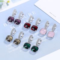 1 Piece Lady Square Plating Inlay Copper Zircon White Gold Plated Drop Earrings main image 1