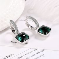1 Piece Lady Square Plating Inlay Copper Zircon White Gold Plated Drop Earrings main image 4